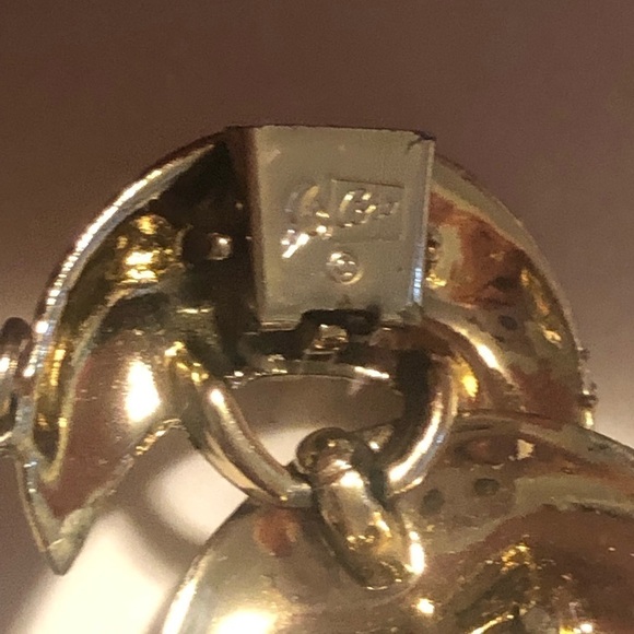 VTG Coro Gold Tone Crescent Moon Bracelet w Safety Chain 7” / 1” Width - Picture 4 of 6